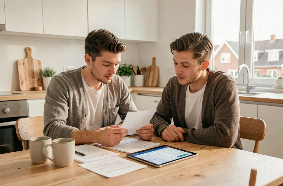 Couple comparant des offres de banques en ligne sur tablette à la maison