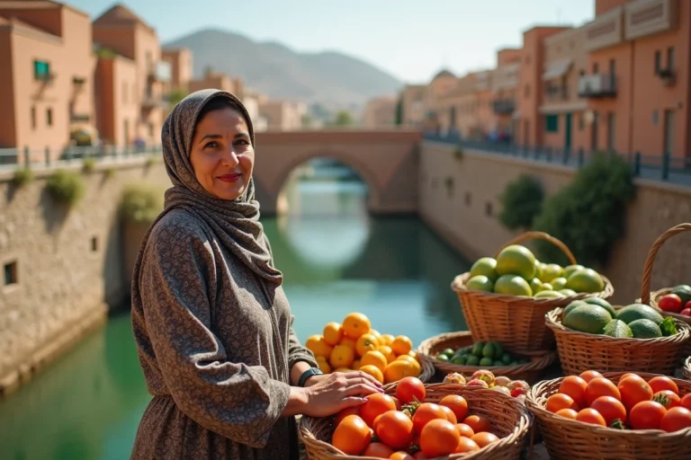 Femme algérienne en hijab dans un marché de Constantine